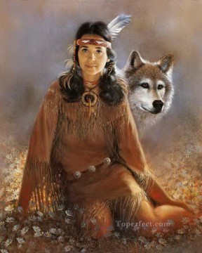 Wolf Painting - Indian Maiden 1